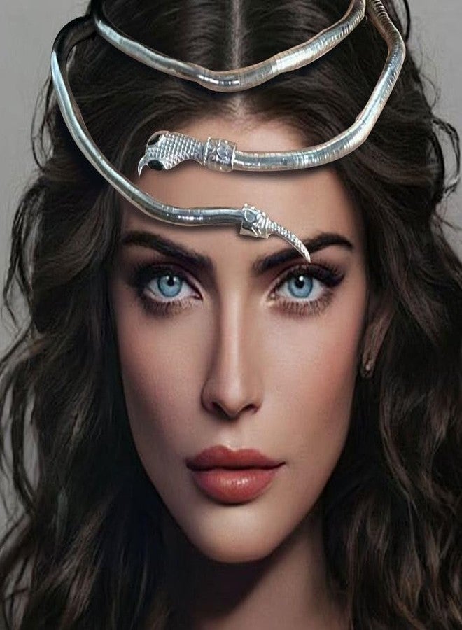 ANGLEQUEEN Medusa Costume Women Gold Silver Black Snake Necklace Adjustable Punk Bracelet Choker Flexible Snake Bracelets Halloween Witch Accessorie Jewelry A-Silver - Image 4